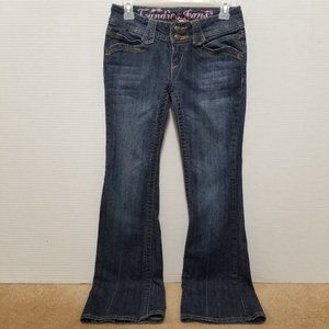 Candie's jeans 3 bedazzled bling rhinestone beaded low rise denim flare Y2K